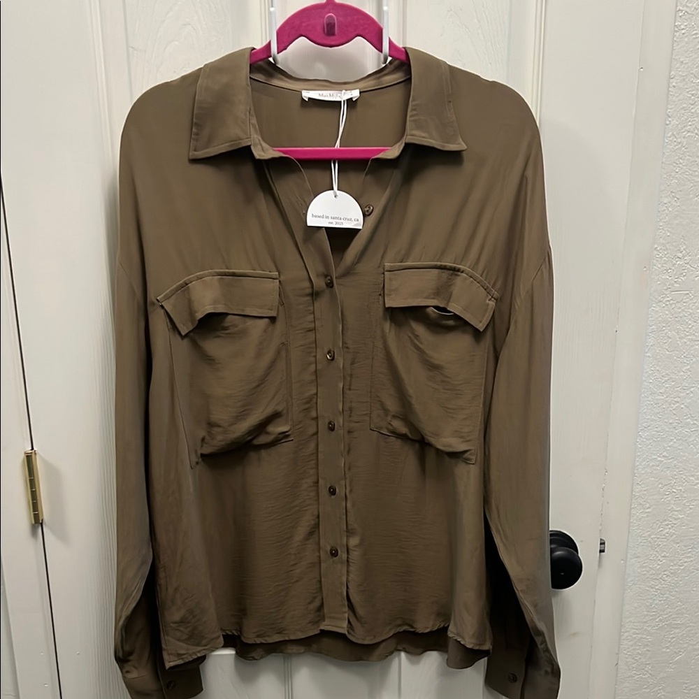 Max Mila Paris Olive Button-Up Blouse
